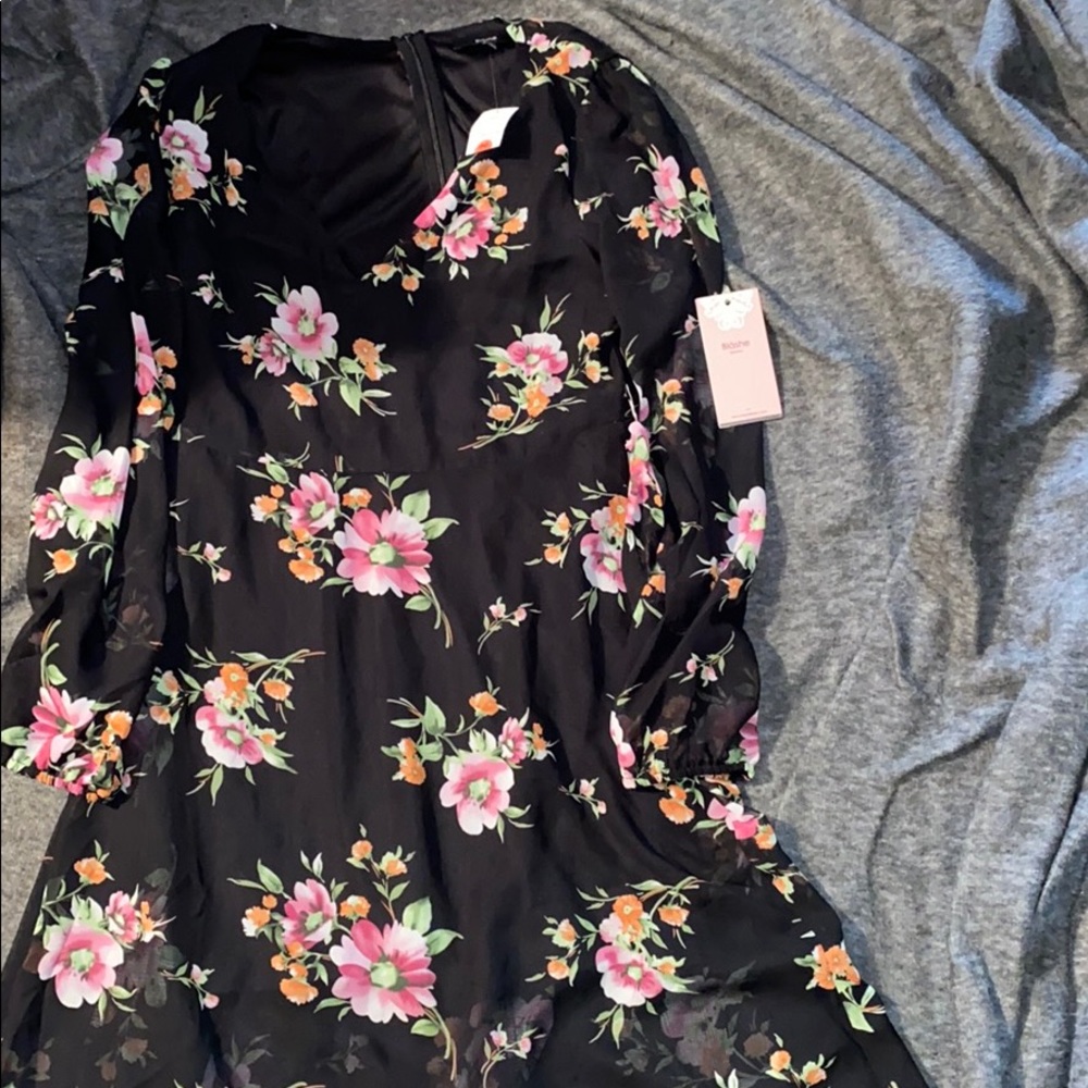 Black Dress with Floral Print
